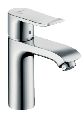 Mitigeur de lavabo Hansgrohe Metris 110 CoolStart en laiton chromé avec tirette et vidage